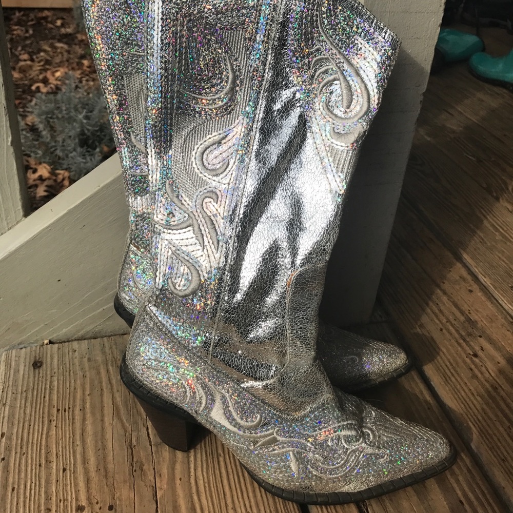 Glitter sequin cowboy boots size 6